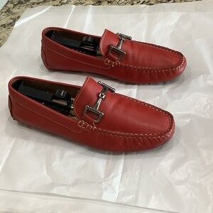 1901 Red Leather Bit Moccasins